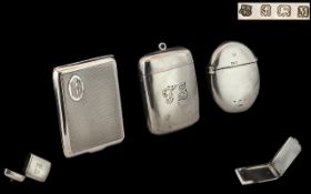 A Good Collection of Sterling Silver Vesta Cases and Match Holder. All Fully Hallmarked for Silver.