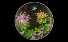 Chinese Cloisonne Enamel Plate decorated with flowers;