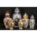 Collection of Lidded Ginger Jars, six in total,