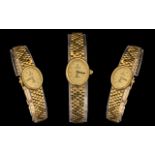 Ladies 9ct Gold Quartz Bracelet Watch. c.1980's. Both Case and Bracelet with Full Hallmark for 9.