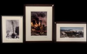 Railway Interest - Three Framed Railway Photographs by P. Laurence, comprising 'Leander Crossing