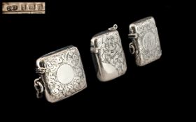 Antique Period - Superb Quality Trio of Silver Vesta Cases.