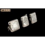 Antique Period - Superb Quality Trio of Silver Vesta Cases.