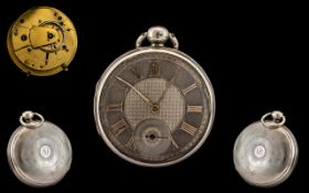 Mid 19th Century Superb Sterling Silver Fusse Movement Key-Wind Open Faced Pocket Watch,