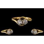 18ct Diamond Crossover Ring. Yellow gold shank, each stone approx. 0.25 ct. Ring size O.