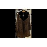 Quality Gentleman's Sheepskin Coat in dark brown sheepskin, double breasted with buttons,