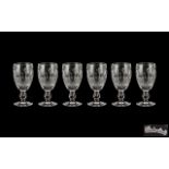Waterford Superb Quality Set of Six Cut Crystal Sherry Glasses ' Lismore ' Pattern.