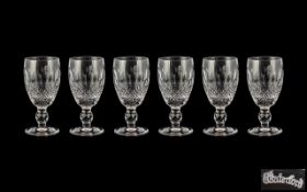 Waterford Superb Quality Set of Six Cut Crystal Sherry Glasses ' Lismore ' Pattern.