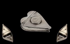 George III Heart Shaped White Metal Snuff Box of large proportions,