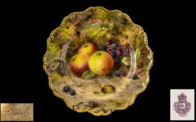 Royal Worcester - Signed and Hand Painted Cabinet Plate of Wonderful Quality ' Fallen Fruits '