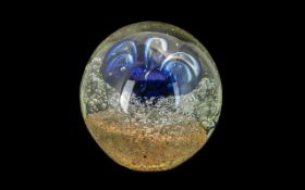 Large & Impressive Decorative Paperweight 6'' tall x 6'' wide, heavy glass with 'bubble' interior