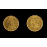 Queen Victoria Jubilee Head and Shield Back 22ct Gold Half Sovereign. Date 1887, London Mint.