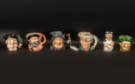 Five Royal Doulton Character Jugs to include The Poacher D6464, Mine Host D6470, Falstaff D6385,