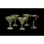 Collection of Decorative Cocktail/Sundae Glasses comprising four matching glasses on raised stems