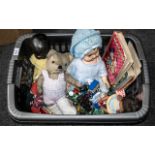 Collection of Vintage Dolls & Teddy comprising baby girl doll dressed in knitted outfit;