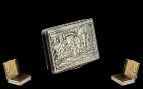 European 18th Century Excellent and Quality Grade Silver Snuff Box with gilt interior.