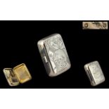 Superb Aesthetic Period Engraved Decoration Sterling Silver Vesta Match Case,