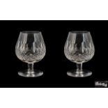 Waterford - Signed Superb Quality Pair of Large Brandy Glasses ' Lismore ' Pattern.