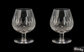 Waterford - Signed Superb Quality Pair of Large Brandy Glasses ' Lismore ' Pattern.