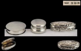 A Collection of Antique Period Silver Pill Boxes ( 3 ) In Total.