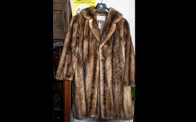 Ladies Brown Mink Coat by David Jackson of Eastbourne, full length, side slit pockets,