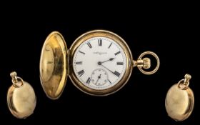 Elgin - Excellent Quality Gold Plated Key-less Full Hunter Pocket Watch,