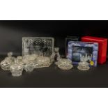 Collection of Glass Items comprising a glass dressing table set with tray;