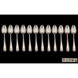 Scottish Silver - Edinburgh George III Rare Set of 12 Large Sterling Silver Soup Spoons.