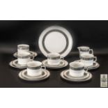 Winterling Bavarian Tea Service in white ground with silver trim, comprising five cups,