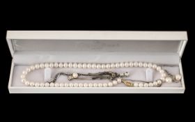 Pearl Necklace in Box - (Willie Creek) with pair of earrings and pendant. Please see images.