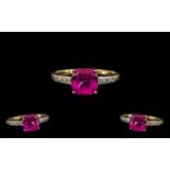 9ct Gold Pink Topaz & Diamond Dress Ring,