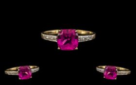 9ct Gold Pink Topaz & Diamond Dress Ring,