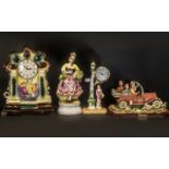 Collection of Decorative Ceramic Items comprising a Michelangelo vintage car on a wooden base,