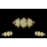 Ladies Attractive 9ct Gold 3 Stone Opal Set Ring. Fully hallmarked for 9.375.