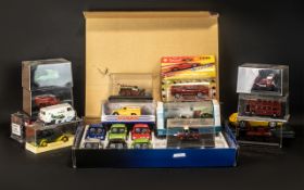 A Collection of Diecast Models comprising Porsche 911 Carrera, Corgi Scotch whisky double deck bus,