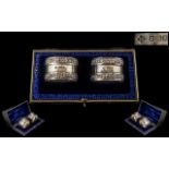 Edwardian Period Boxed Matched Pair of Fine Quality Silver Napkin Holders.