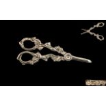 Elizabeth II Fine Pair of Silver HInged Grape Scissors,