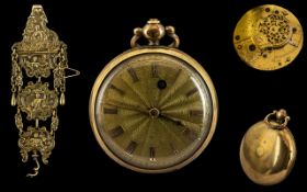 George Graham of London - Wonderful Gilt Metal Verge Key Wind Open Faced Pocket Watch. c.1805.
