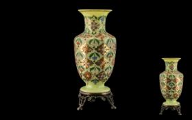 French Antique Opaline Vase decorated in the Islamic taste, gilded with coloured enamels,