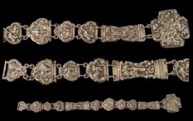 Dutch - Early 19th Century Superb Quality Silver Repousse Work Ladies Belt,