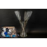 Collection of Glass & Pottery, comprising glass vase with 7 champagne flutes; five pieces of Agate,