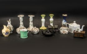 Collection of Victorian Porcelain comprising a floral decorated dressing table set with