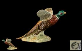 Beswick - Hand Painted Bird Figure ' Pheasant on Base ' Flying Upwards. Model No 849. Designer A.