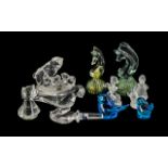 Collection of Glassware & Paperweights, comprising: two decorative sea horse paperweights with sea