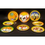 Collection of Wedgwood 'Bizarre' Cabinet Plates - Living Landscapes of Clarice Cliff. Eight