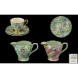 Shelley Chintz Rock Garden and Melody Design Cup Saucer and Side Plate and Two Milk Jugs
