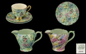 Shelley Chintz Rock Garden and Melody Design Cup Saucer and Side Plate and Two Milk Jugs