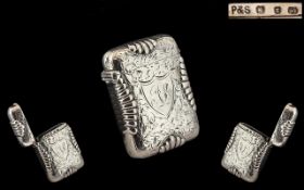 Egyptian Style Unusual Designed Sterling Silver Vesta Case.