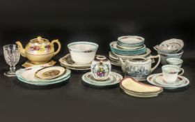 Large Box of Mixed Porcelain, China and Glass Items, comprising: Spode wall plates, assorted plates,