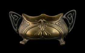 WMF Brass Plated Flower Bowl with inner liner in the Art Nouveau style of the period.